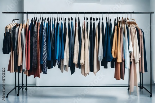 interior of a wardrobe, dress hanging on a rack , beautiful interior design - Generative AI