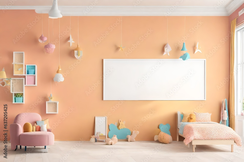 Fototapeta premium interior of a room with a toys and beautiful wall - Generative AI
