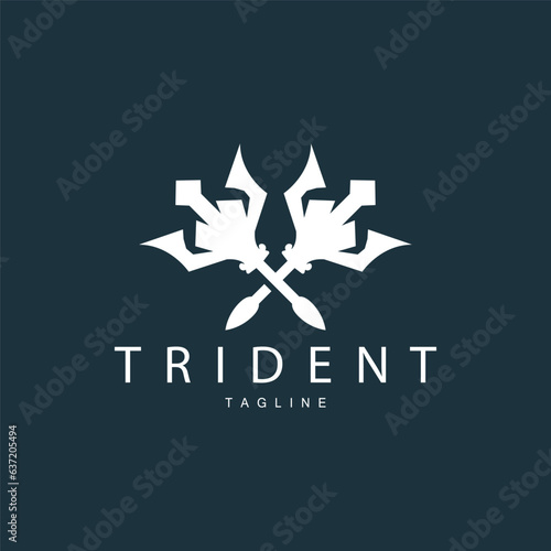 Trident Weapon Logo, Vector Spear of King Poseidon Neptune, Symbol Template Design