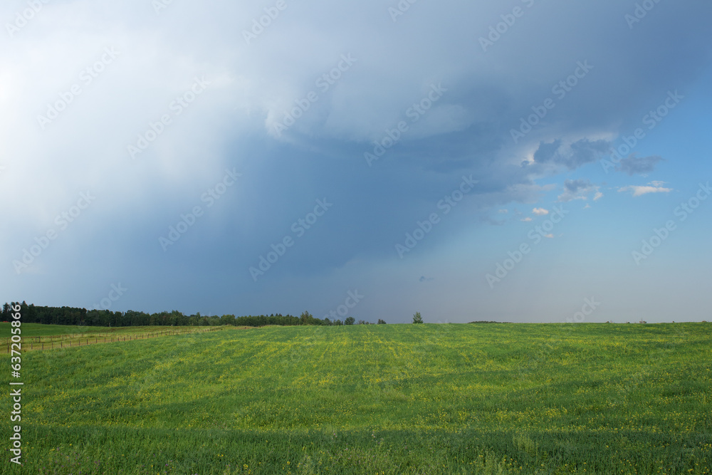 Cloud damage in dying outflow dominant storm system in Alberta, Canada. Cloud damage in dying outflow dominant storm system in Alberta, Canada.