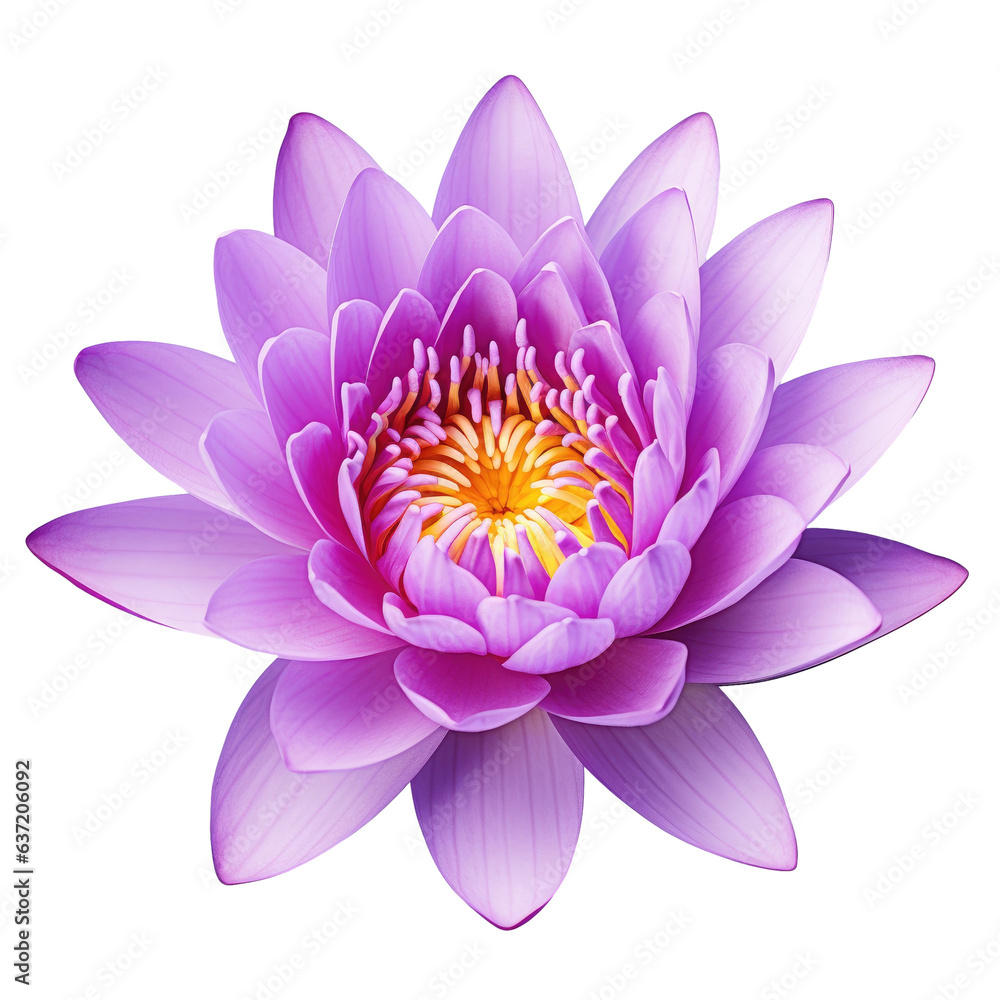 Fototapeta premium Purple lotus or water lily on transparent background