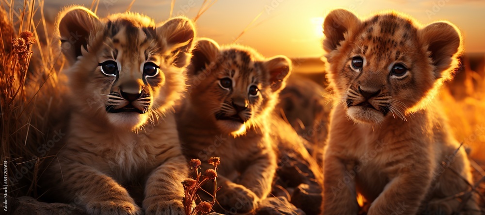 Playful Cubs: Lion cubs engaging in playful antics, a glimpse into the future rulers of the savannah. Generated with AI Playful Cubs: Lion cubs engaging in playful antics, a glimpse into the future rulers of the savannah. Generated with AI