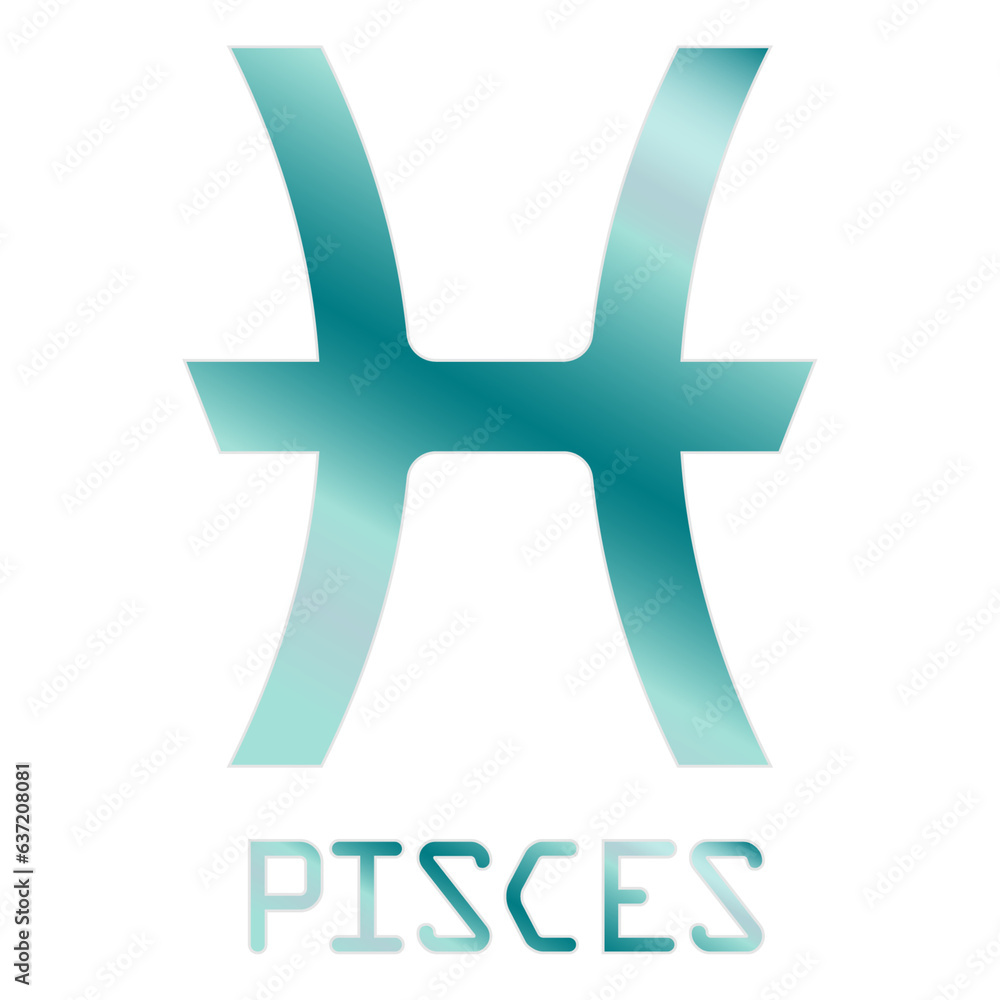 Fototapeta premium Astrology Symbol, Pisces Star Sign, (Aquamarine).