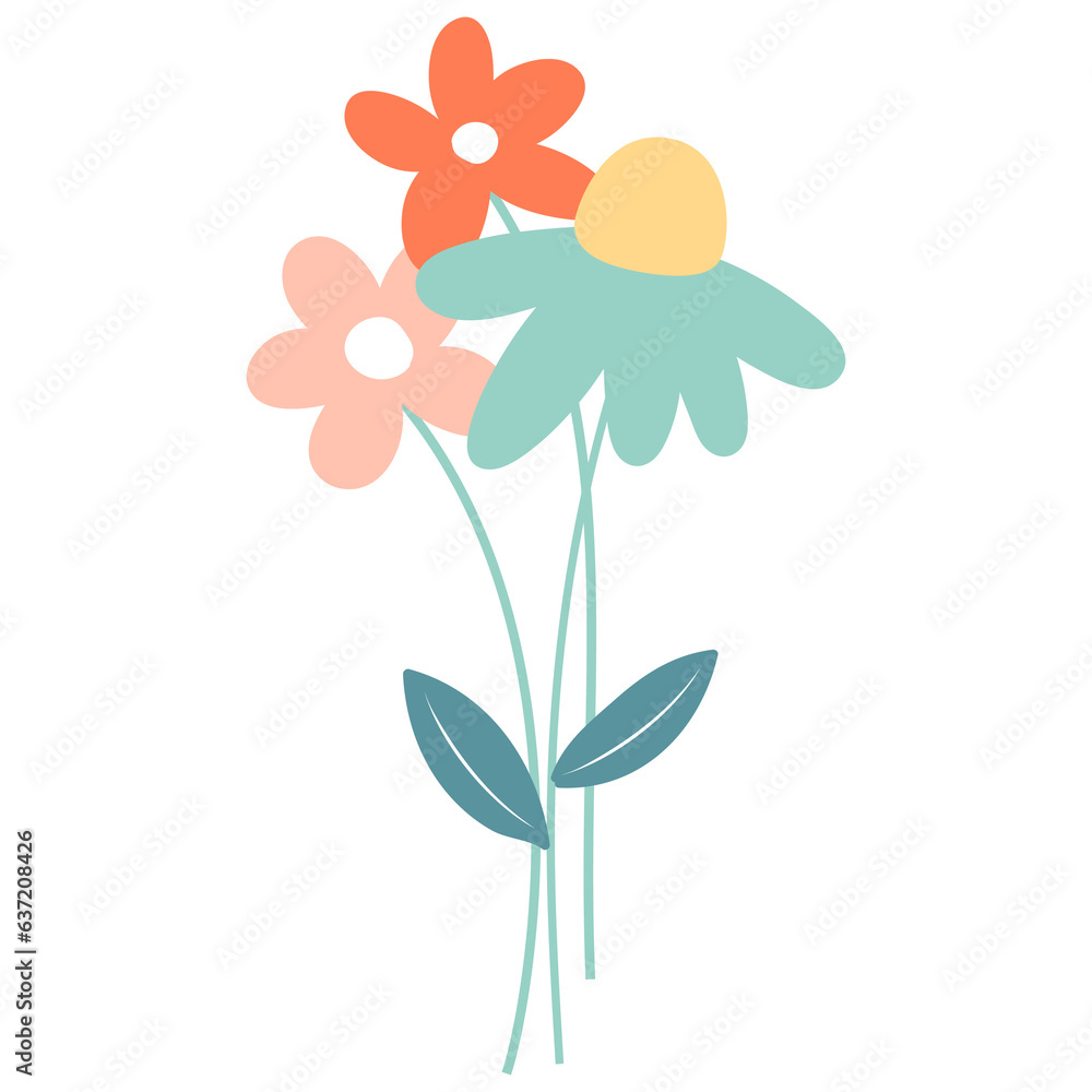 Flower bouquet. Wild flowers decoration flat illustration. Flower bouquet. Wild flowers decoration flat illustration.