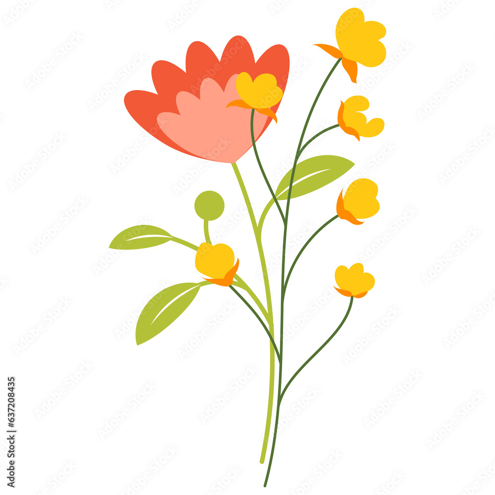 Flower bouquet. Wild flowers decoration flat illustration. Flower bouquet. Wild flowers decoration flat illustration.