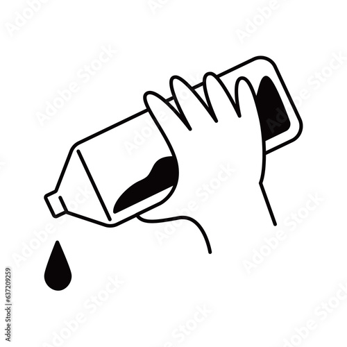 It is a scene where you tilt the bottle with your hand and pour out water.
