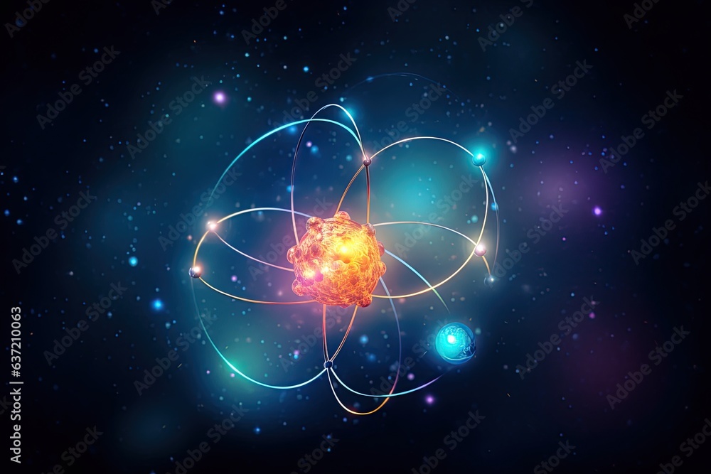 The atomic nucleus is the small, dense region consisting of protons and neutrons at the centre of an atom , - obrazy, fototapety, plakaty 