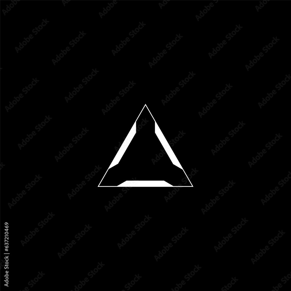 Cyberpunk style triangle target. Futuristic GUI triangle target, aim, sight, HUD reticle, cyberpunk aesthetics. A vector futuristic cyber style design element.