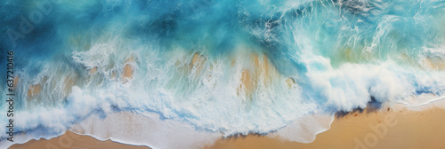 close up drone view od a wave of sea on the beach banner
