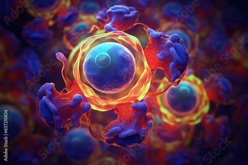 The cell nucleus was believed to be elastic like a rubber ball. Generated with AI photo