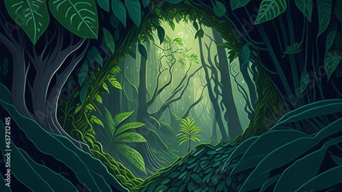 Through the layers of a dreamy rainforest, where oversized leaves create a fantastical canopy, a hidden gem awaits discovery.