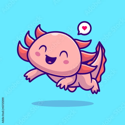 Cute Axolotl Swimming Cartoon Vector Icon Illustration.
Animal Nature Icon Concept Isolated Premium Vector. Flat 
Cartoon Style