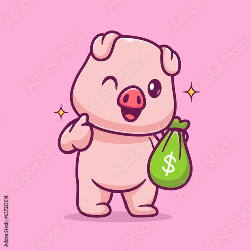 Cute Pig Holding Money Bag With Thumb Up Cartoon Vector
Icon Illustration. Animal Finance Icon Concept Isolated
Premium Vector. Flat Cartoon Style