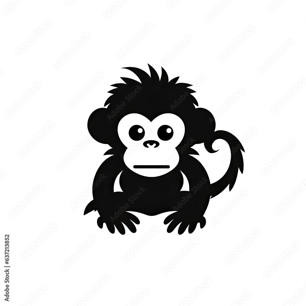 monkey clip art logo design on white background (Generative AI)
