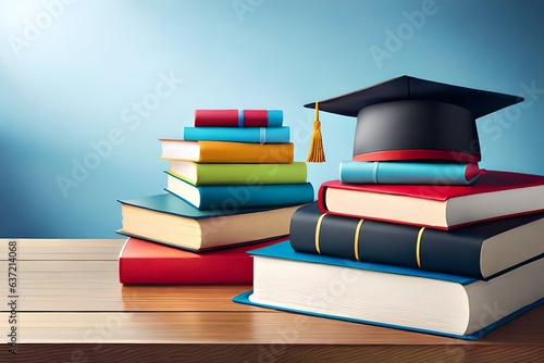 stack of books with hat