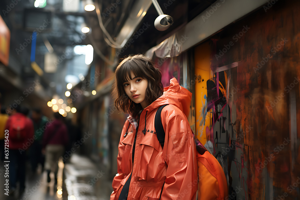 Young girl with cute hair in the style of realistic lighting kawaii 