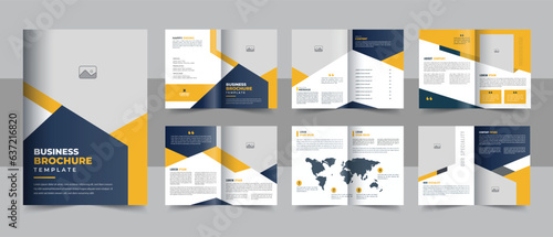 Brochure creative design, Multipurpose template with cover, back and inside pages, Trendy minimalist flat geometric design