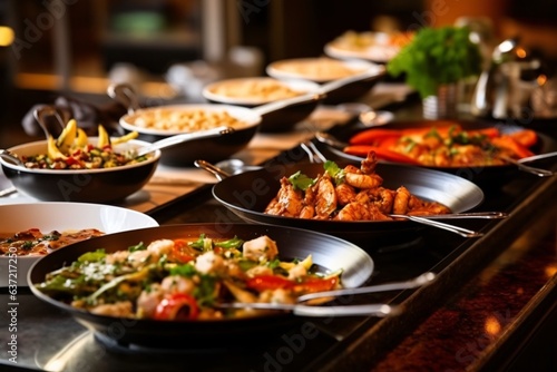 Catering buffet in a hotel restaurant. Catering concept.