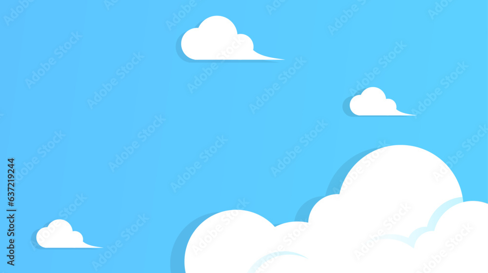 Illustration of blue sky with white clouds with copy space area, can use for background. Vector file every object is separated