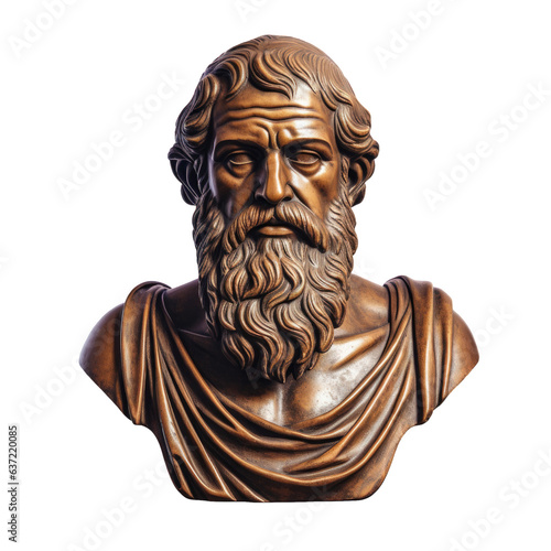 Design element featuring bronze bust of Plato with clipping path