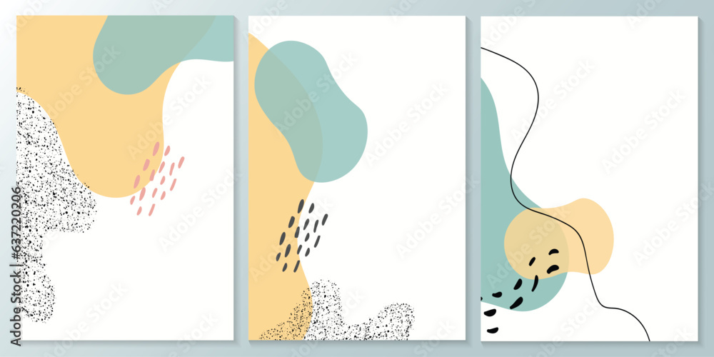 Set of vector design templates with hand drawn organic shapes and textures. 