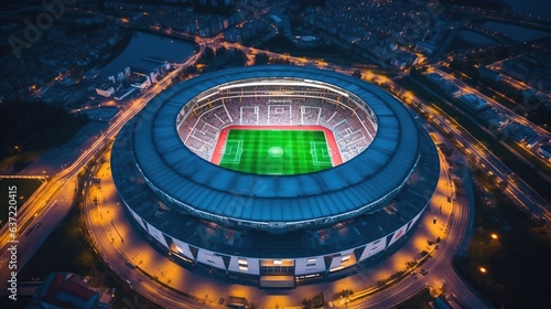 Top view of a soccer stadium