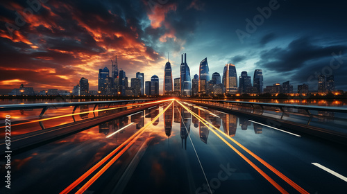 Time-lapse photography of traffic, on the road, Blurred background