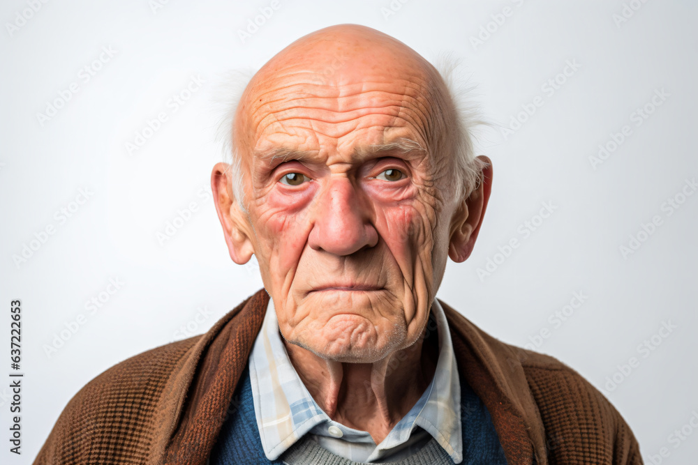 an old man with a serious look on his face an old man with a serious look on his face