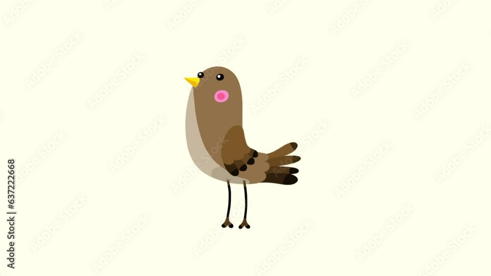 Nightingale bird brown cartoon animation character flight and stop isolated. Cute animal moves behaviour will bring to life any scene. Nightingale bird brown cartoon animation character flight and stop isolated. Cute animal moves behaviour will bring to life any scene.