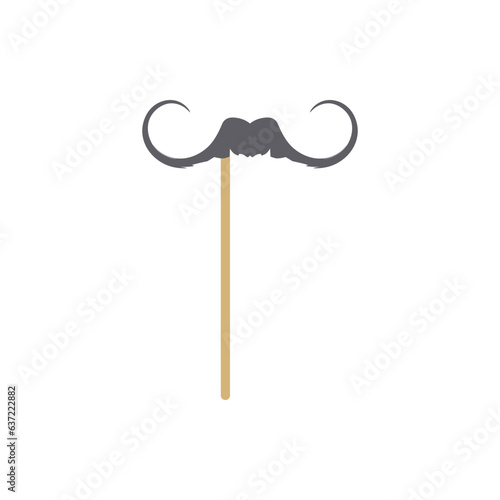 Carnival mask or photo prop in shape of mustache vector illustration isolated.