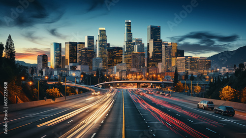 Time-lapse photography of traffic  on the road  Blurred background
