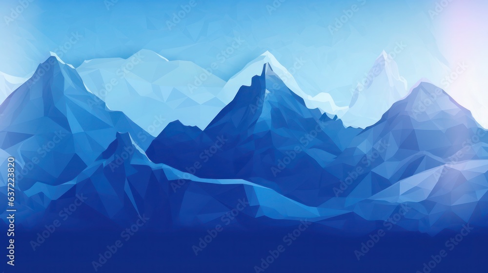 Fototapeta premium Blue gradient mountains landscape background