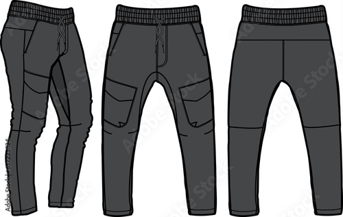 Jogger, Sport suits design sketch template, sweat pant