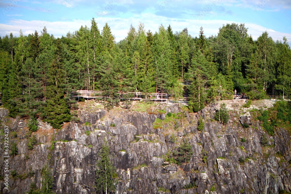 Landscape of the marble canyon of the Ruskeala mountain park in the Republic of Karelia