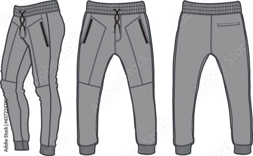 Jogger, Sport suits design sketch template, sweat pant
