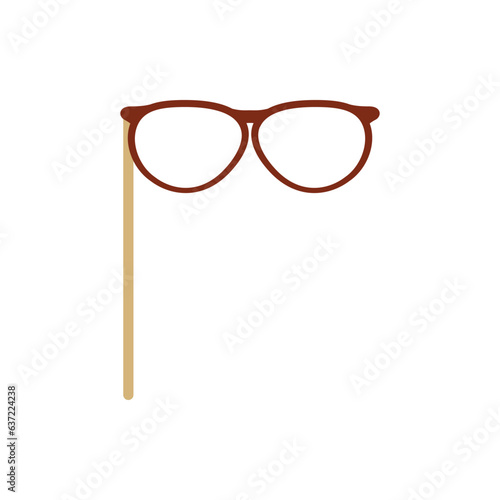 Glasses on stick, photo booth props, flat vector illustration isolated on white background.
