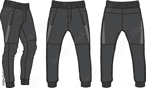 Jogger, Sport suits design sketch template, sweat pant