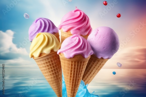 ice cream in a cones