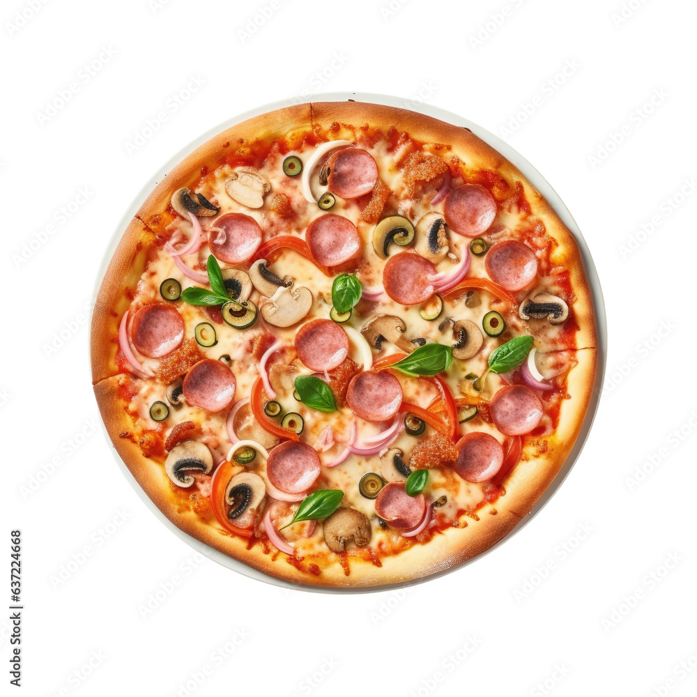 Pizza photo on transparent background with empty space Pizza photo on transparent background with empty space