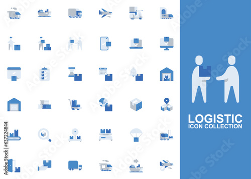 Logistic icon vector set. Logistic icon set. Logistic flat icon collection. Editable icon vector
