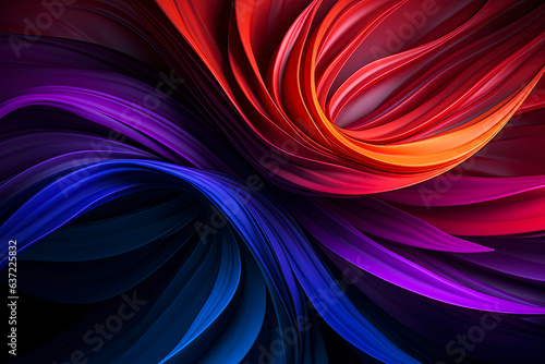 Generative AI illustration of dark Abstract background with wave shape and bright colors