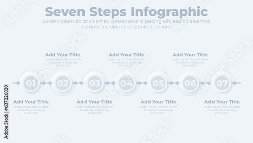 Circular timeline infographics template with seven steps