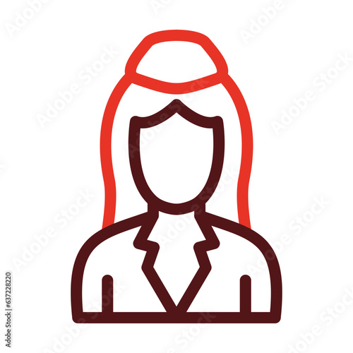 Flight Attendant Thick Line Two Colors Icon Design