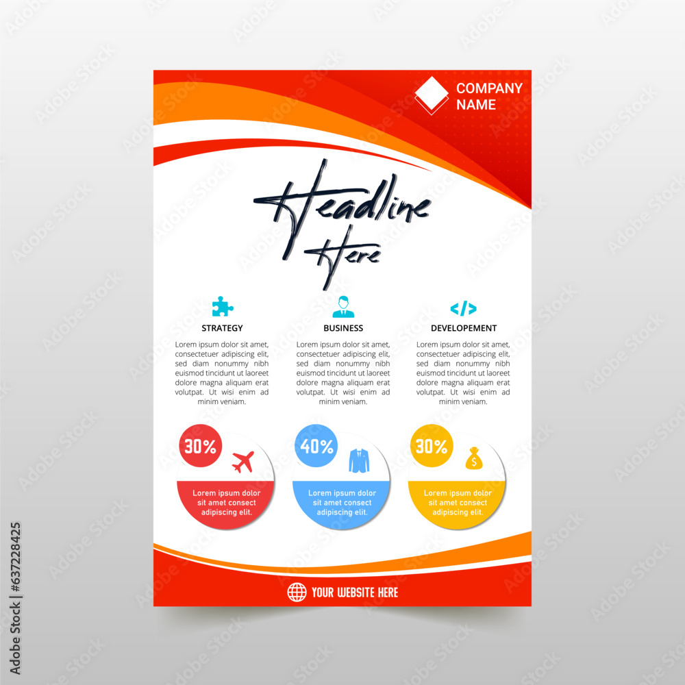Obraz premium Modern Abstract Curved Red Flyer Template