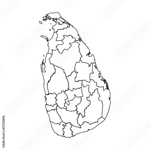 Outline Sketch Map of Sri Lanka With States and Cities