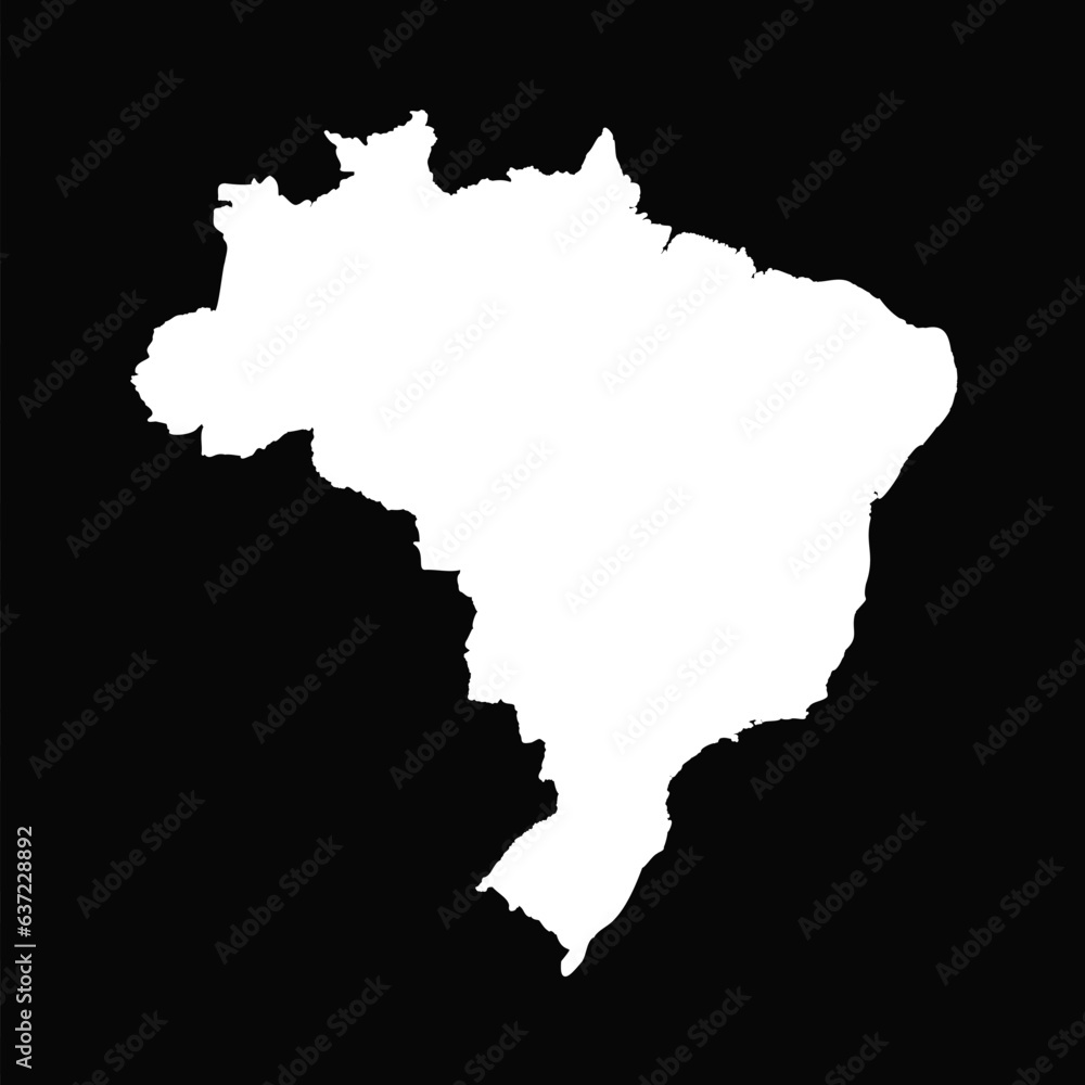 Simple Brazil Map Isolated on Black Background