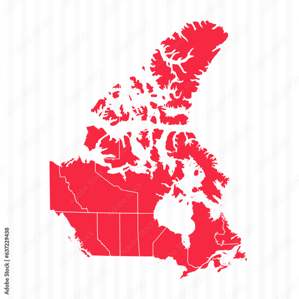 States Map of Canada With Detailed Borders