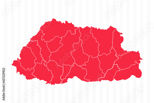 States Map of Bhutan With Detailed Borders