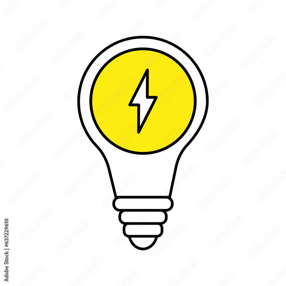 lightbulb with yellow lightning bolt icon vector lightbulb with yellow lightning bolt icon vector
