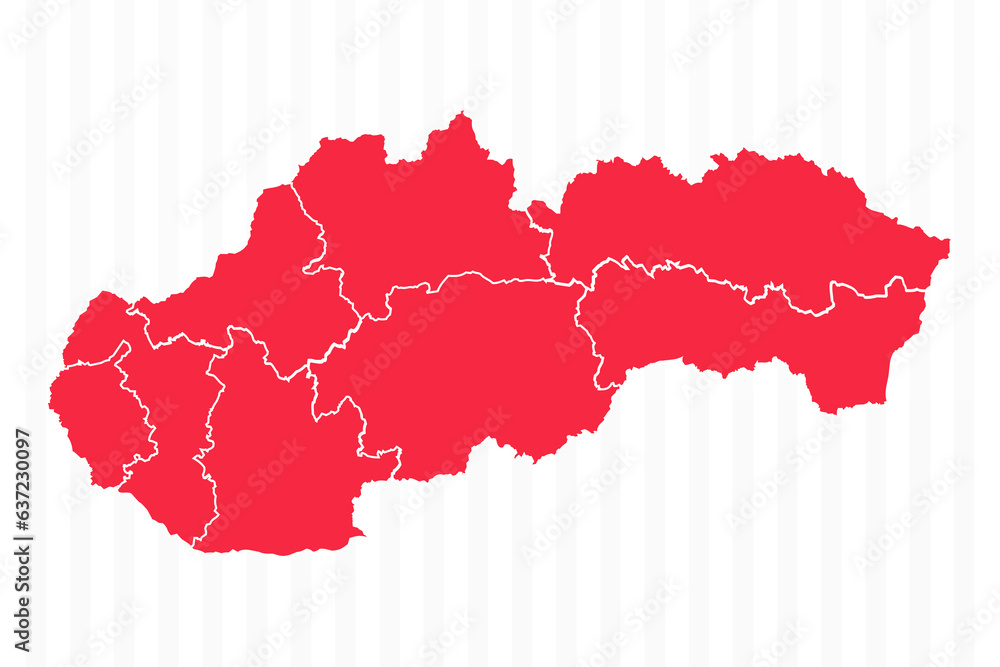 Fototapeta premium States Map of Slovakia With Detailed Borders
